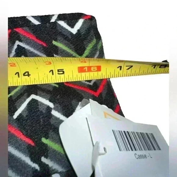 Lularoe large black chevron pattern Cassie pencil skirt. NWT. White, green, red - Picture 4 of 5